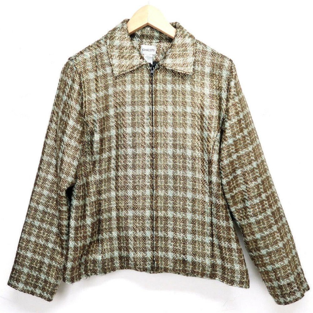 Chico's Jacket Blazer Textured Brocade Full Zip